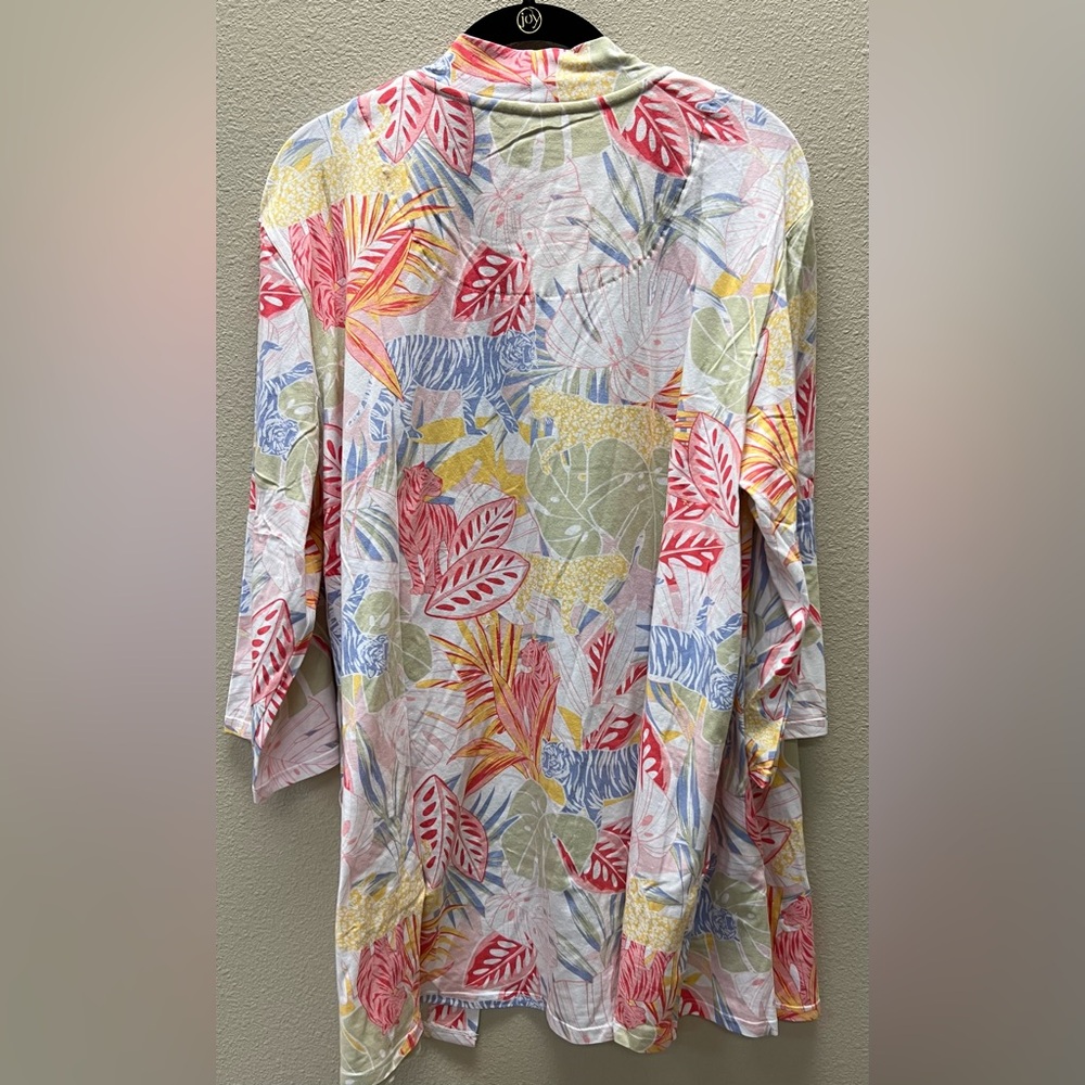 Cuddl Duds - Med - NEW No Tags - Floral Yellow/Coral Short Robe - Picture 5 of 8